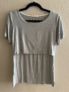 Light Gray Short Sleeve Nursing Tee